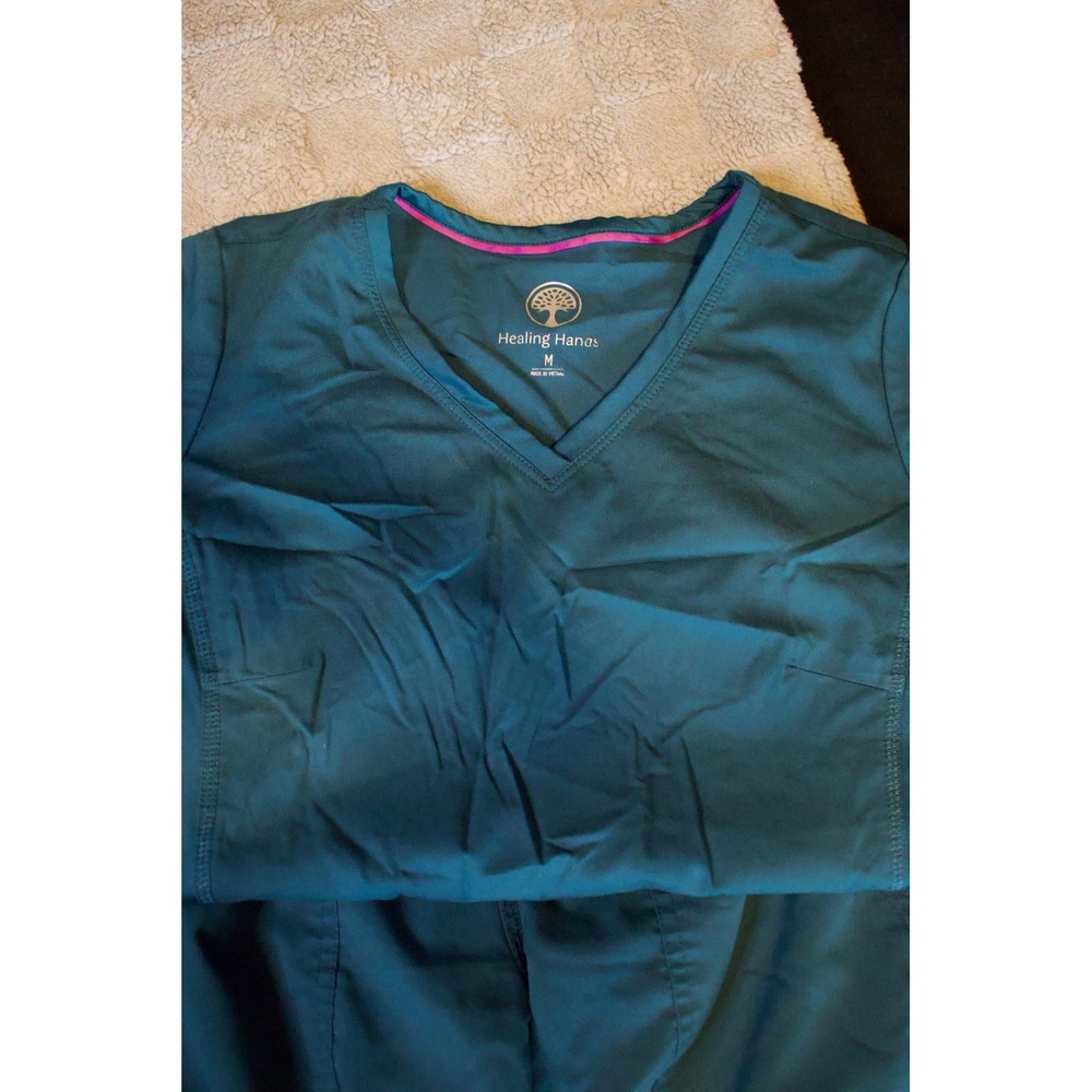 Healing Hands Purple Label Yoga Scrub Set Bundle Teal Spruce Medium XS 2 Sets - Picture 3 of 5